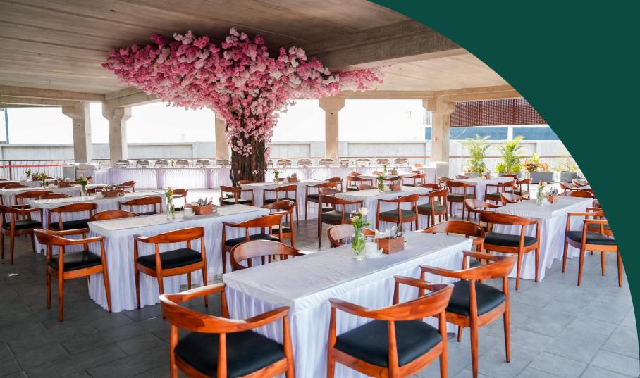 The cherry blossom tree space at Legacy Brewing Company